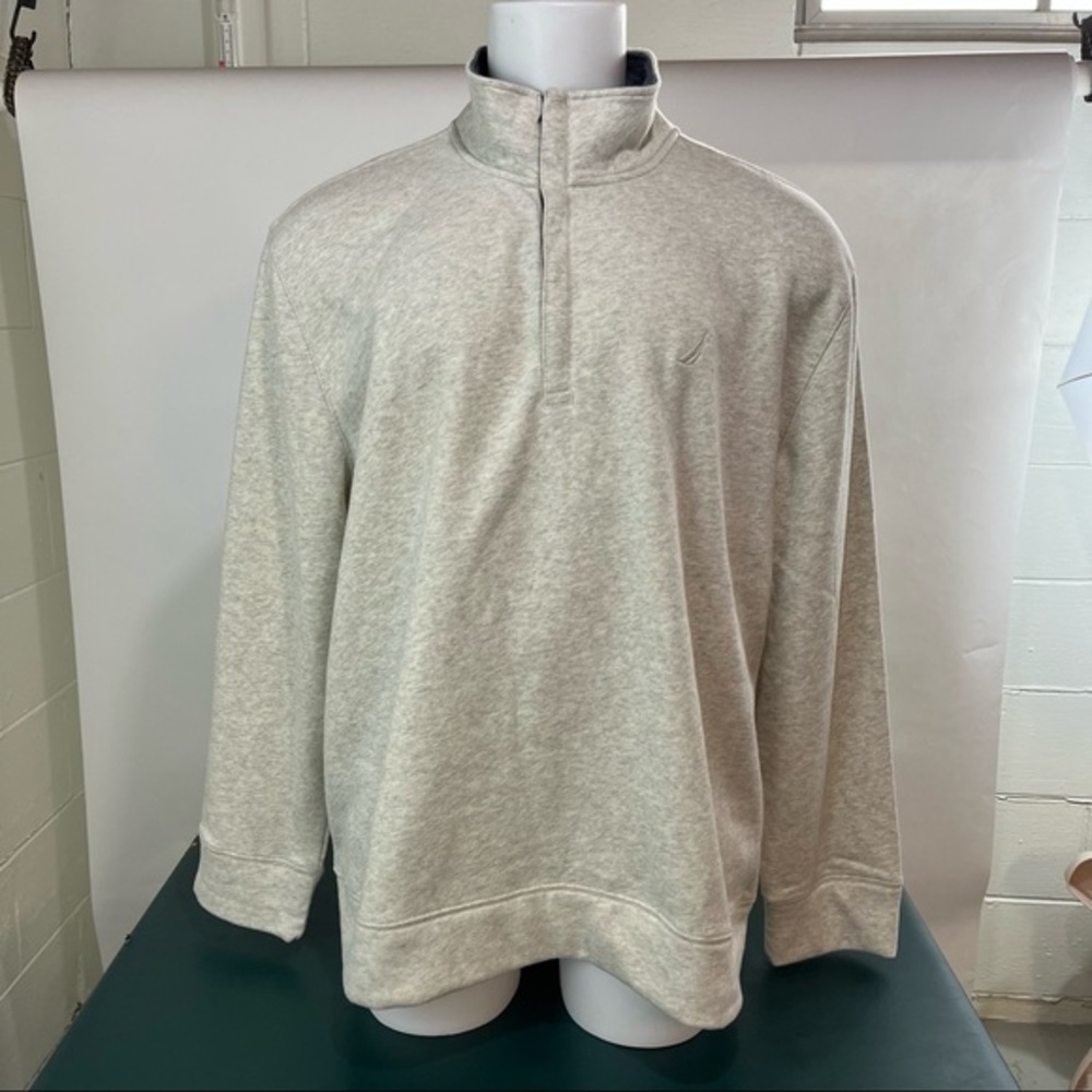 NWT Nautica Men's Sweater Size 2XL Gray Long Sleeve Collared Pullover (457)
